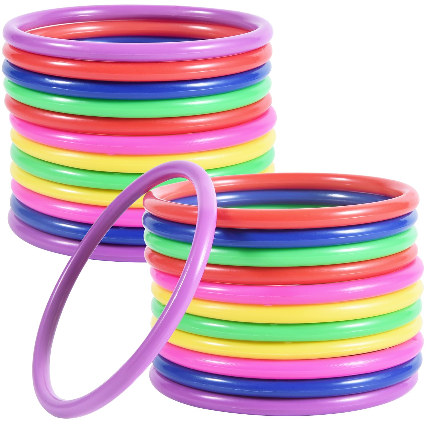 OBTANIM 24 Pcs Plastic 3 Inch Ring Toss Game for Kids and Outdoor Toss Rings for Speed and Agility Practice Game, Random Colors