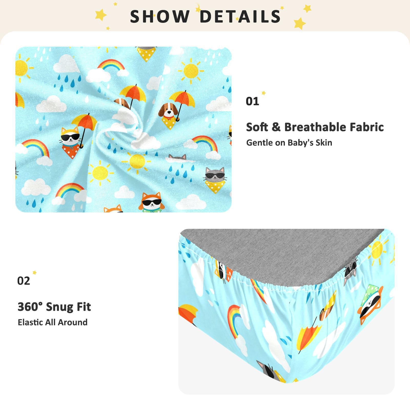 Pogoda i zwierzęta łóżeczko dziecięce prześcieradła bawełniane prześcieradło do zabawy wygodny oddychający materac do dekoracji pokoju dziecięcego 1 opakowanie