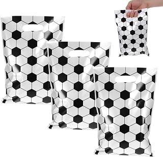 30 Pieces Soccer Party Favors Gift Bags, Plastic Soccer Sports Goodie Bags Football Gift Bag Soccers Snack Candy Treat Bag for Team Snacks Games Sports Events Party Decorations Supplies