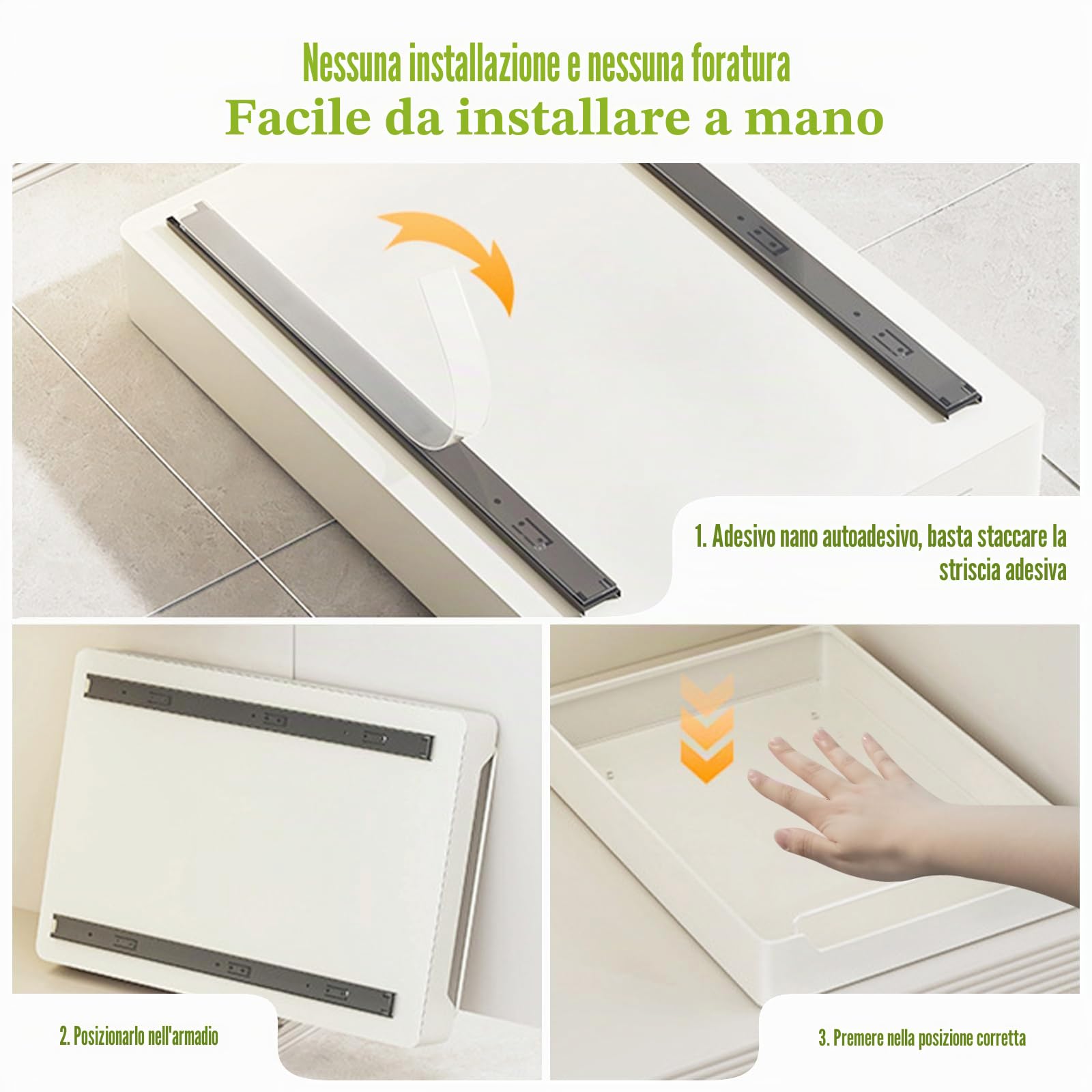 PUWOWYE Cassetto Estraibile per Cucina e Soggiorno, Telescopico (25 cm L x 43 cm P x 7 cm H), Non è Necessario Forare, Bianco