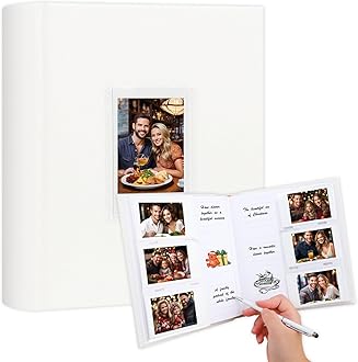 180 Pockets Photo Album with Writing Space for Polaroid,Photo Album for Fujifilm Instax Mini Camera,Leather Cover, for Instax Mini 12 11 9 40 8 7 Evo LiPlay Instant Camera (180 Pockets White)