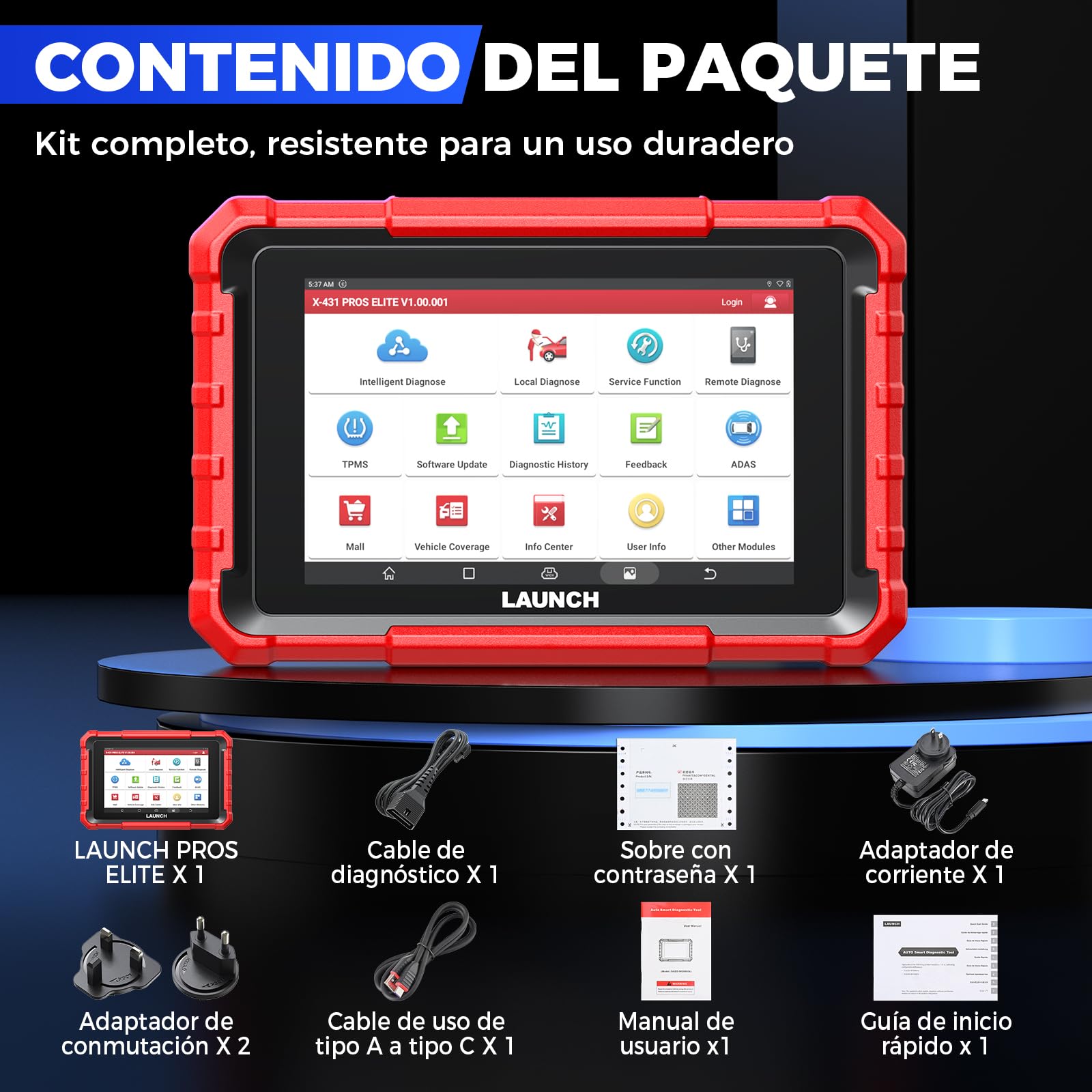 Launch X431 Pros Elite obd2 Diagnosis Coche Multimarca, Bi-Direccional Maquina Diagnosis Coche Scanner,Codificación ECU, Función Guiada VAG, CANFD & DOIP, 45+ Reset, Todo el Sistema, Pruebas Activas