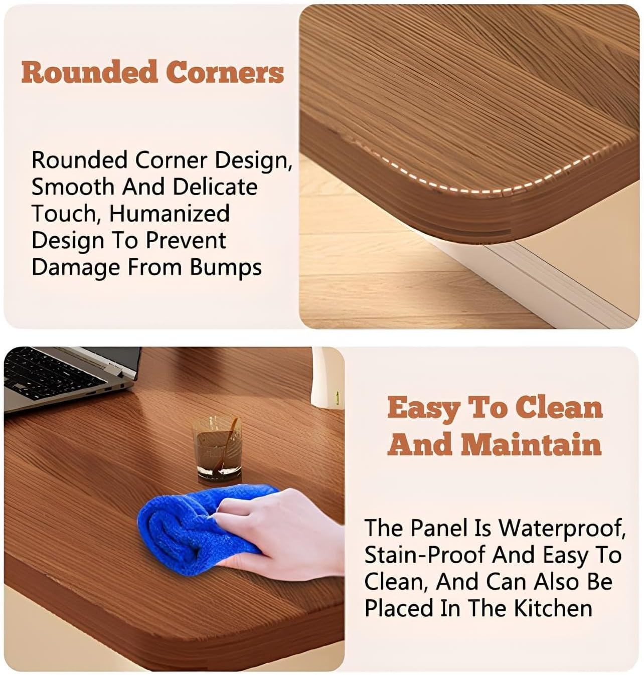 Wall-Mounted Folding Table Compact Fold-Down Desk for Small Spaces Ideal for Office Study Kitchen Dining Home Bar Walnut Finish (40x24cm)