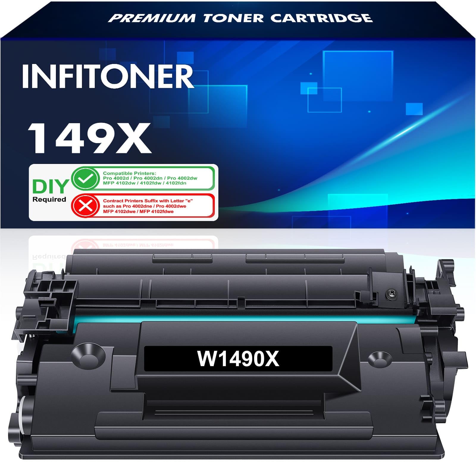 INFITONERToner Cartridge Compatible for 149X W1490X W1490A 149A Laserjet Pro 4102FDW 4102FDN 4102DW 4002DW 4002DN Black, 1 Pack, No Chip