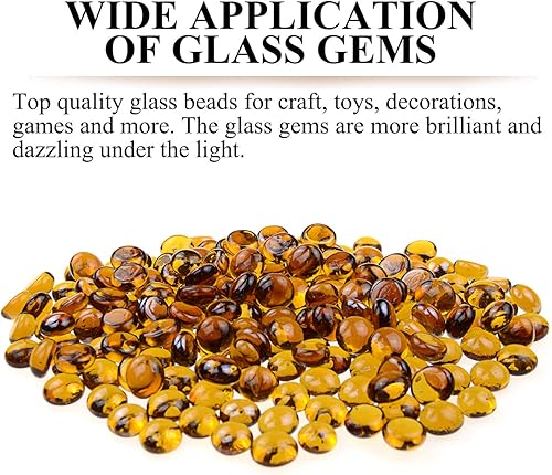 Miniatura 10 de KINGOU Gemascuentaspiedras de vidrio plano para relleno de jarrón, dispersión de mesa, juegos - 1 lb (0.472-0.551 in, aprox. 12")