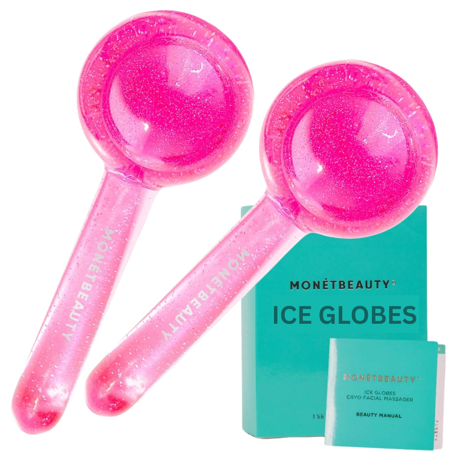 MonétBeauty Ice Globes for Face, Freezer Safe and Highly Effective Facial Globes for Daily Beauty Routines, Face Roller to Tighten Skin, Reduce