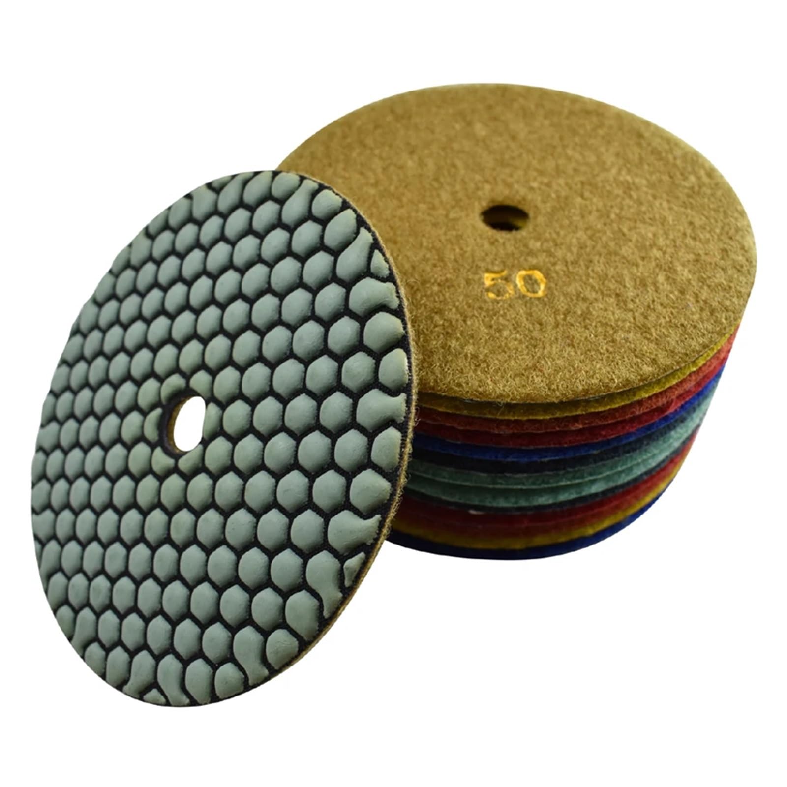 Juego de almohadillas pulido en seco 5 pulgadas y 125 MM, discos papel lija abrasivo 7/10 piezas for reparación piedra mármol granito