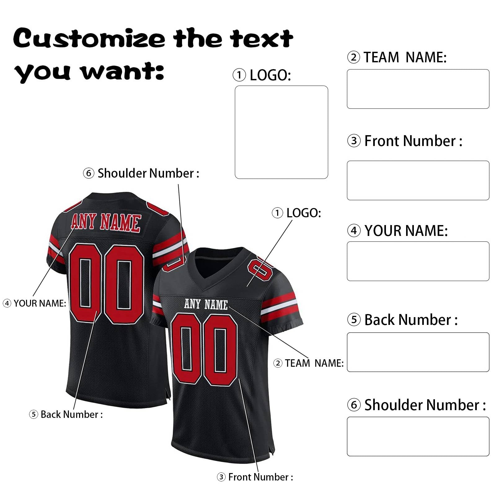 Maglietta di Football Americano Personalizzata | per Uomo, Donna e Bambino | con Il Tuo Nome e Numero | Stile Sportivo a Maniche Corte