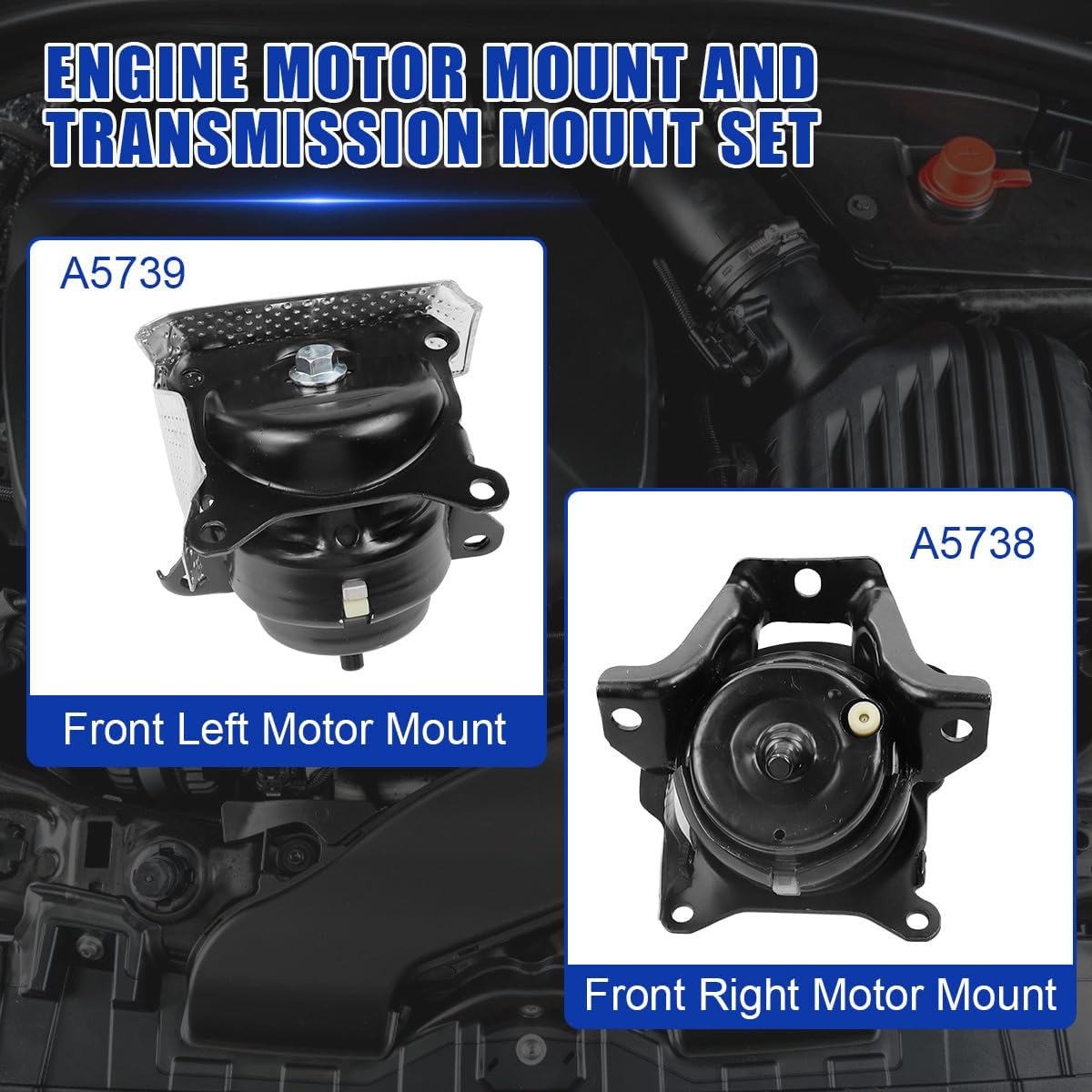 2PC Engine Motor Mount Kit & Transmission Mount Compatible with Chevrolet Silverado 1500 2014-2019, Tahoe 2015-2020, Suburban & GMC Sierra 1500, Yukon XL & Cadillac Escalade, A5739W A5738W