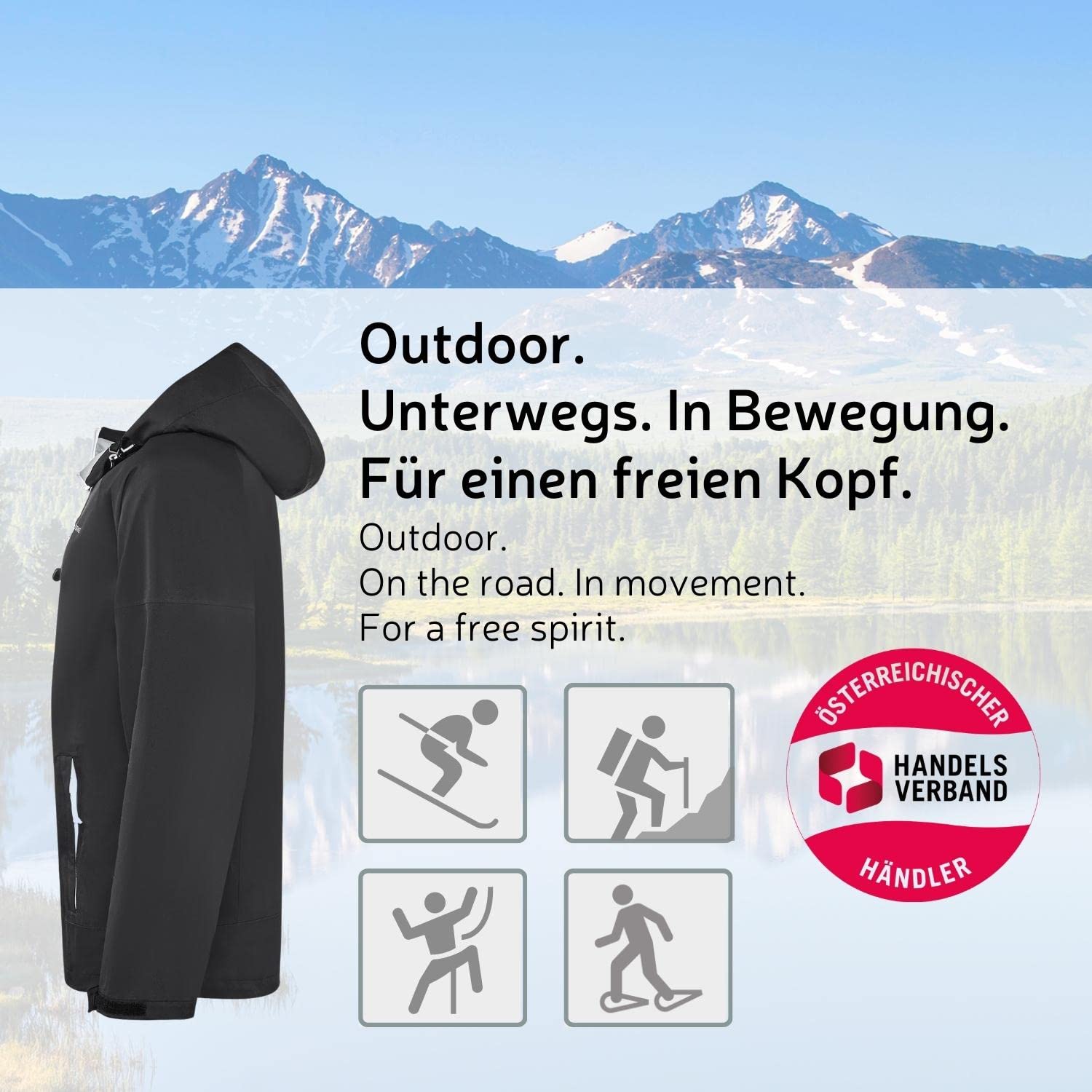 Black Crevice Herren Hardshell Jacke I Hochwertige Outdoor Jacke Herren I 3L Funktionsjacke aus 100% Polyester I Atmungsaktive Herrenjacke I Wind- & Wasserfeste Outdoor Regenjacke Herren