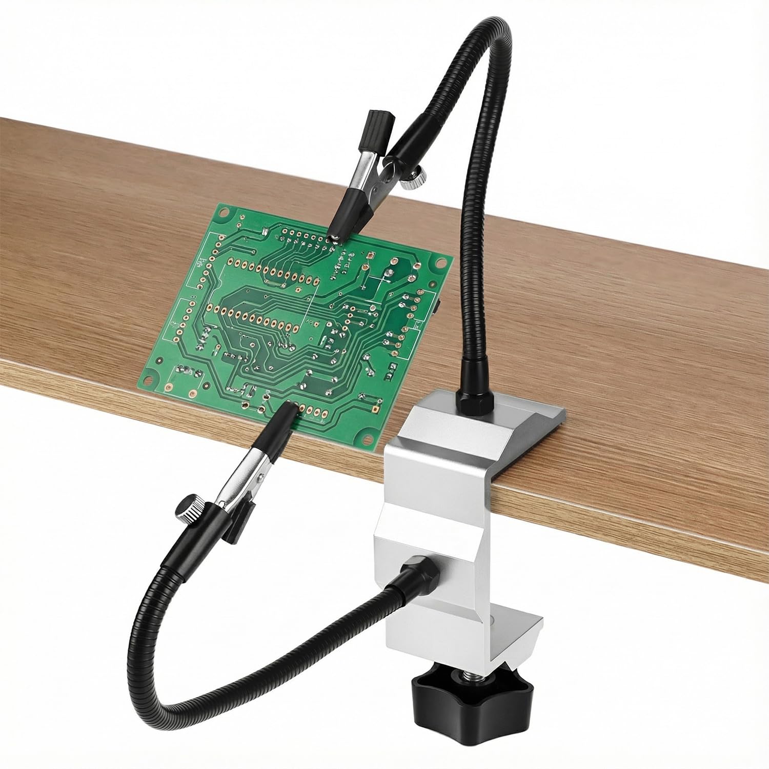 QWORK® Herramienta de Soldadura de Terceras Manos, Soporte de Soldadura con Base de Abrazadera de Mesa y 24cm Brazos Flexibles para Reparación de Artículos Rlectrónicos y Joyas