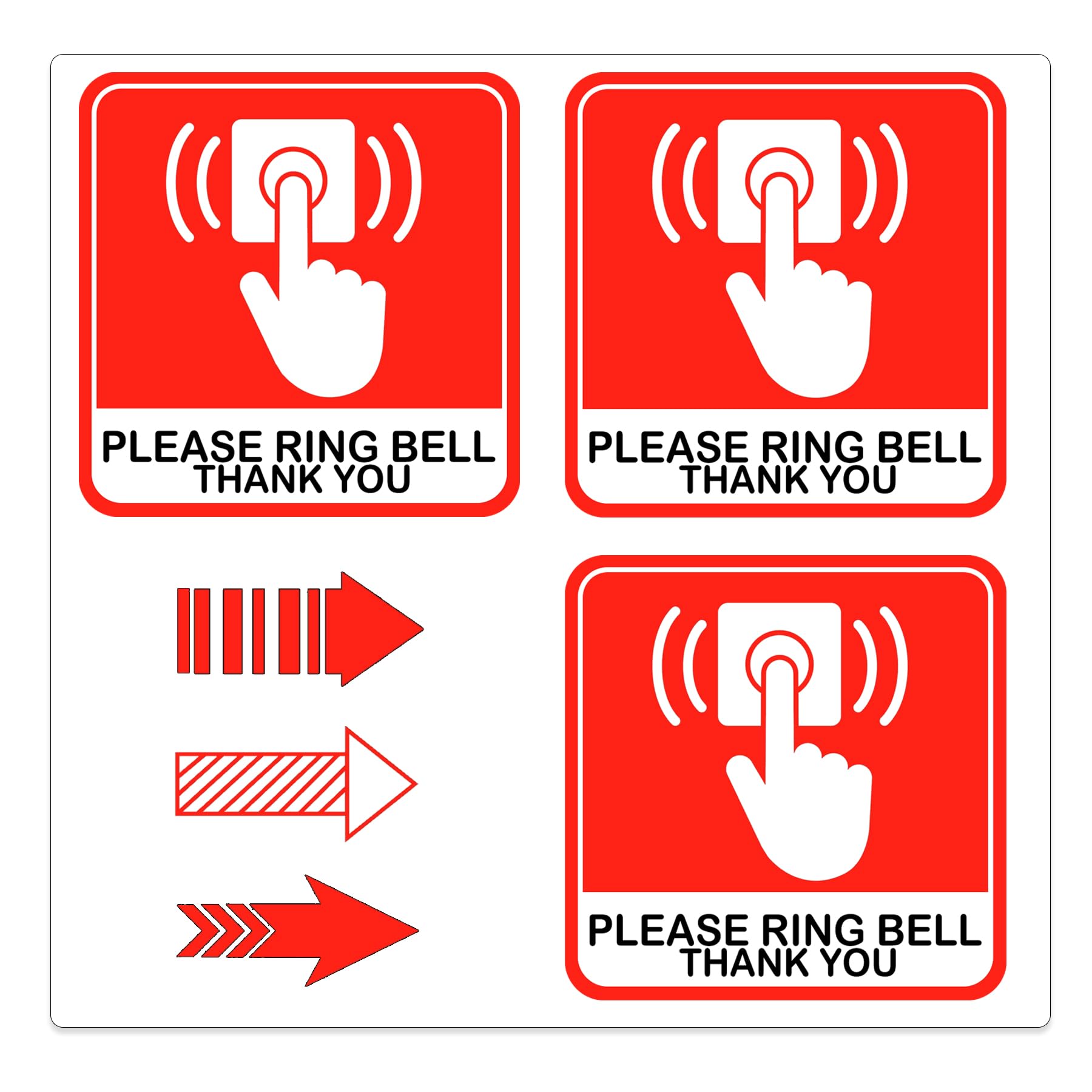 Please Ring Bell Sign Stickers with Arrows Stickers 2 Inch Ring The Doorbell Sign Sticker 9 Pcs Adhesive Door Window Decals for Businesses Offices