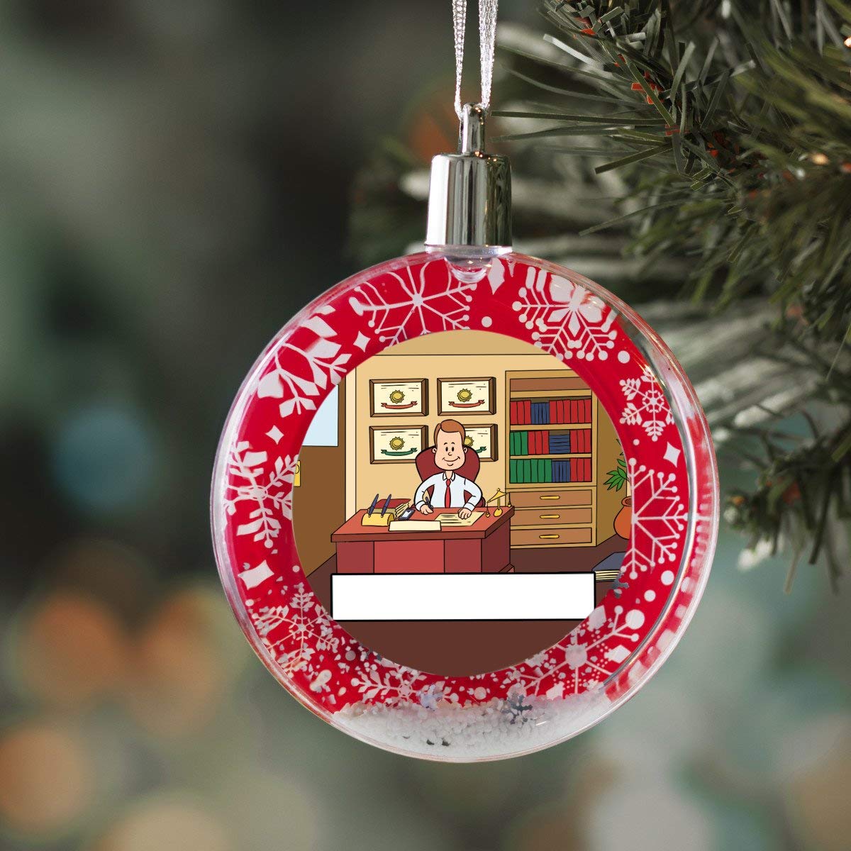 PrintedPerfection.com Personalized StoryLine Cartoon Caricature Snow Globe Christmas Ornament: Lawyer - Male