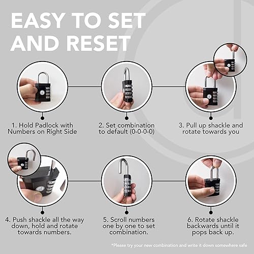 Miniatura 7 de Candado de combinación de 4 dígitos (paquete de 2)  para cerradura de gimnasio, cerradura de casillero escolar, valla al aire libre y
