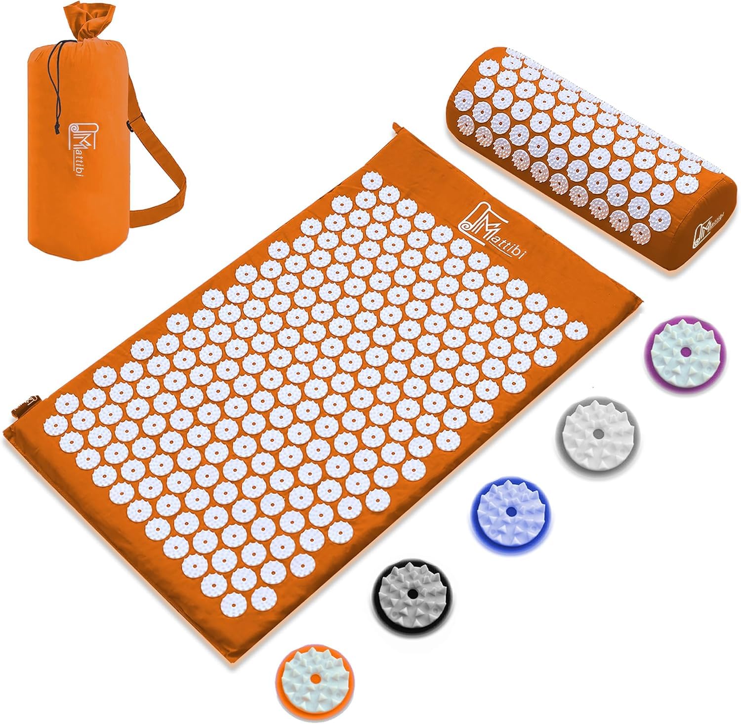Akupressurmatte mit kissen für Massage & Schmerzlinderung [Das Original], Orange Nadelmatte Set zur Entspannung für Nacken, Rücken, Füße | Yantramatte, Stachelmatte für Meditation