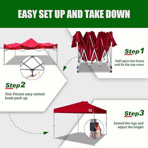 Miniatura 2 de Eurmax Smart - Toldo desplegable de 10 x 10pies para festivales al aire libre, portón trasero, eventos, tienda de artesanías toldo instantáneo con 1