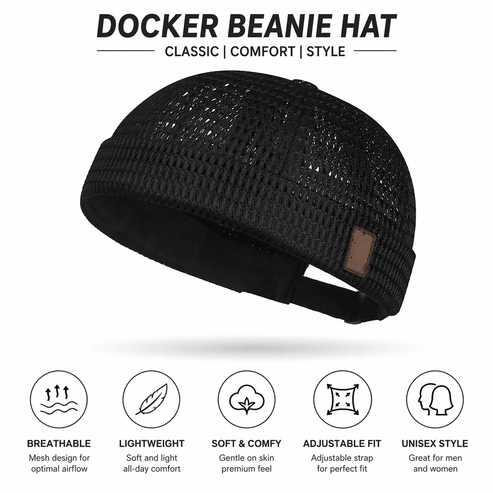 Tyiiplus Hat, Men's Breathable Brimless Docker Hat – Lightweight Mesh Skull Cap for Summer Outdoor Wear — view 4