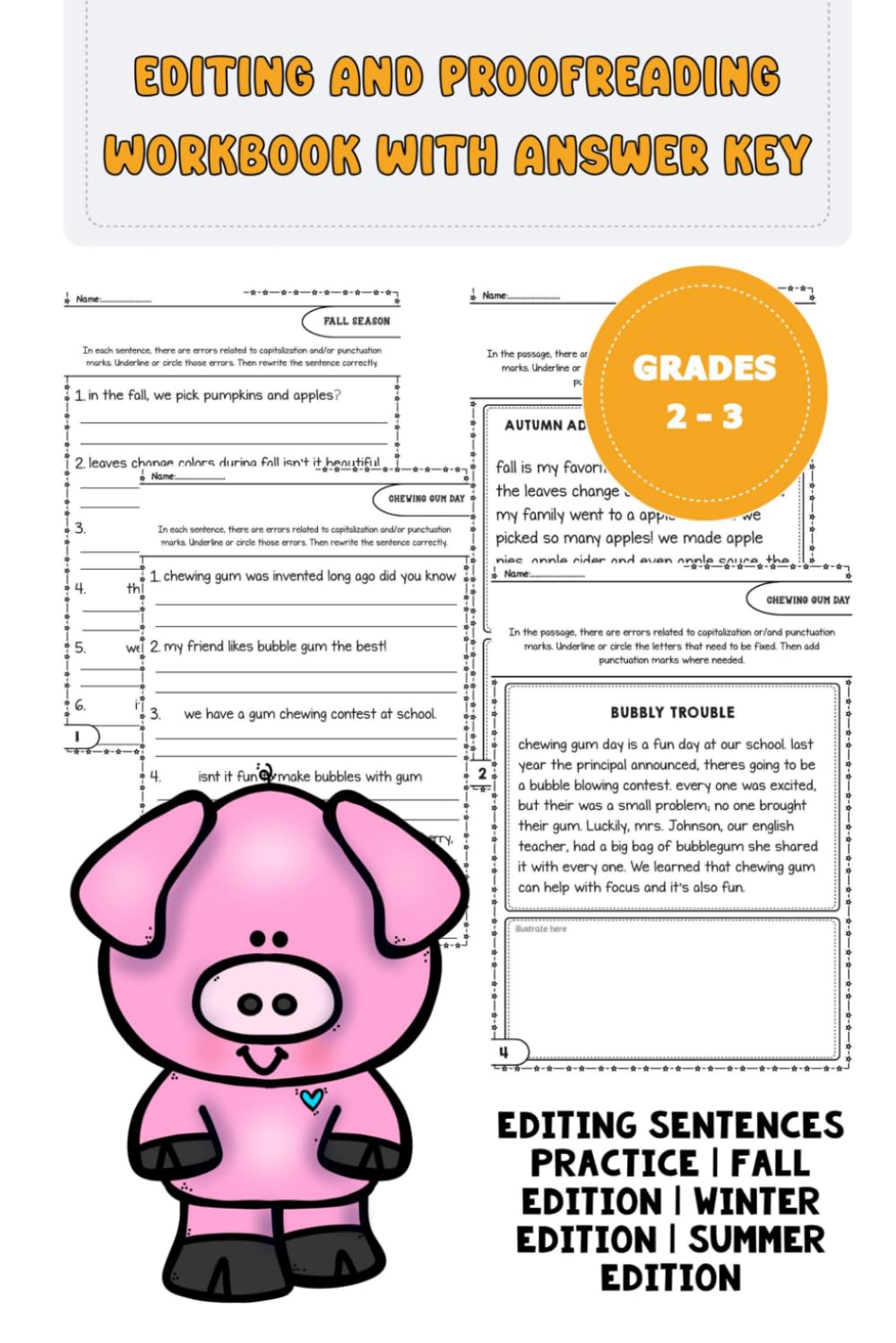 Editing and Proofreading Workbook | Editing Sentences Practice | Fall Edition | Winter Edition | Summer Edition