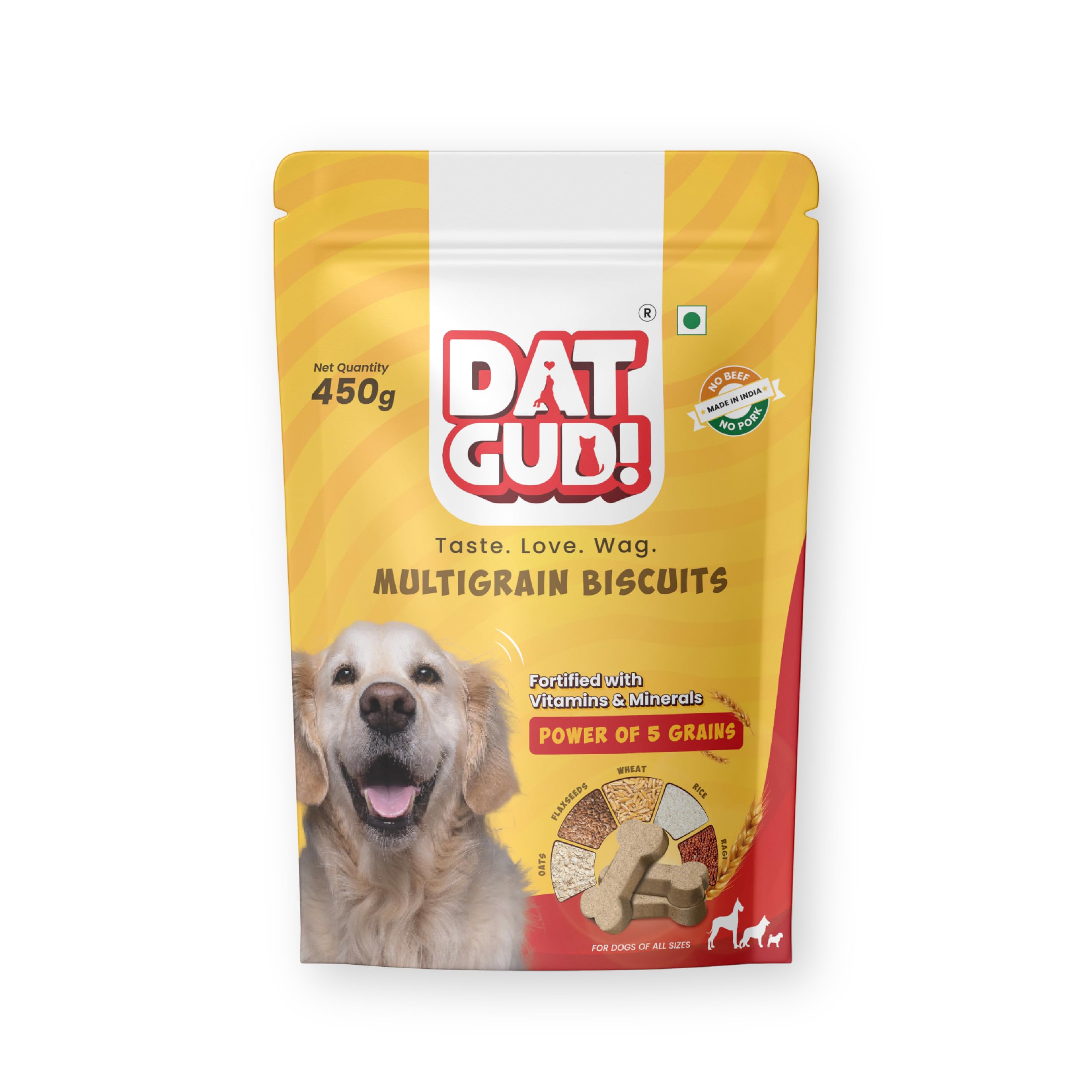 DatGud Multigrain Dog Biscuits | Nutritious & 100% Veg Dog Treats with Flaxseed, Oats & Ragi, for All Breeds, Pack of 1, 450gm (B0D22MKTHG) Amazon Price History, Amazon Price Tracker