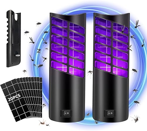 Trampas para moscas de interior para el hogar, atrapa insectos en interiores, matamosquitos con 20 recambios de tablero de pegamento adhesivo y luz