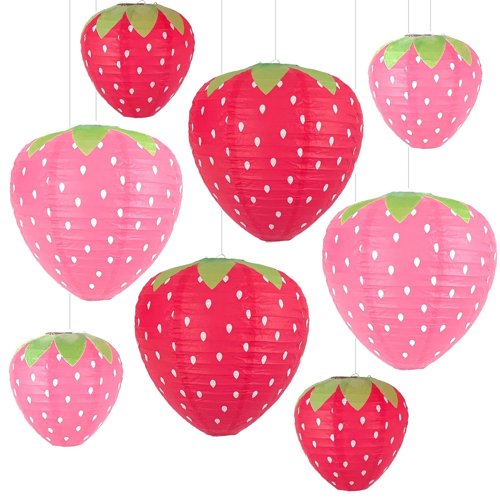 JIEFULL Strawberry Paper Lanterns, 8