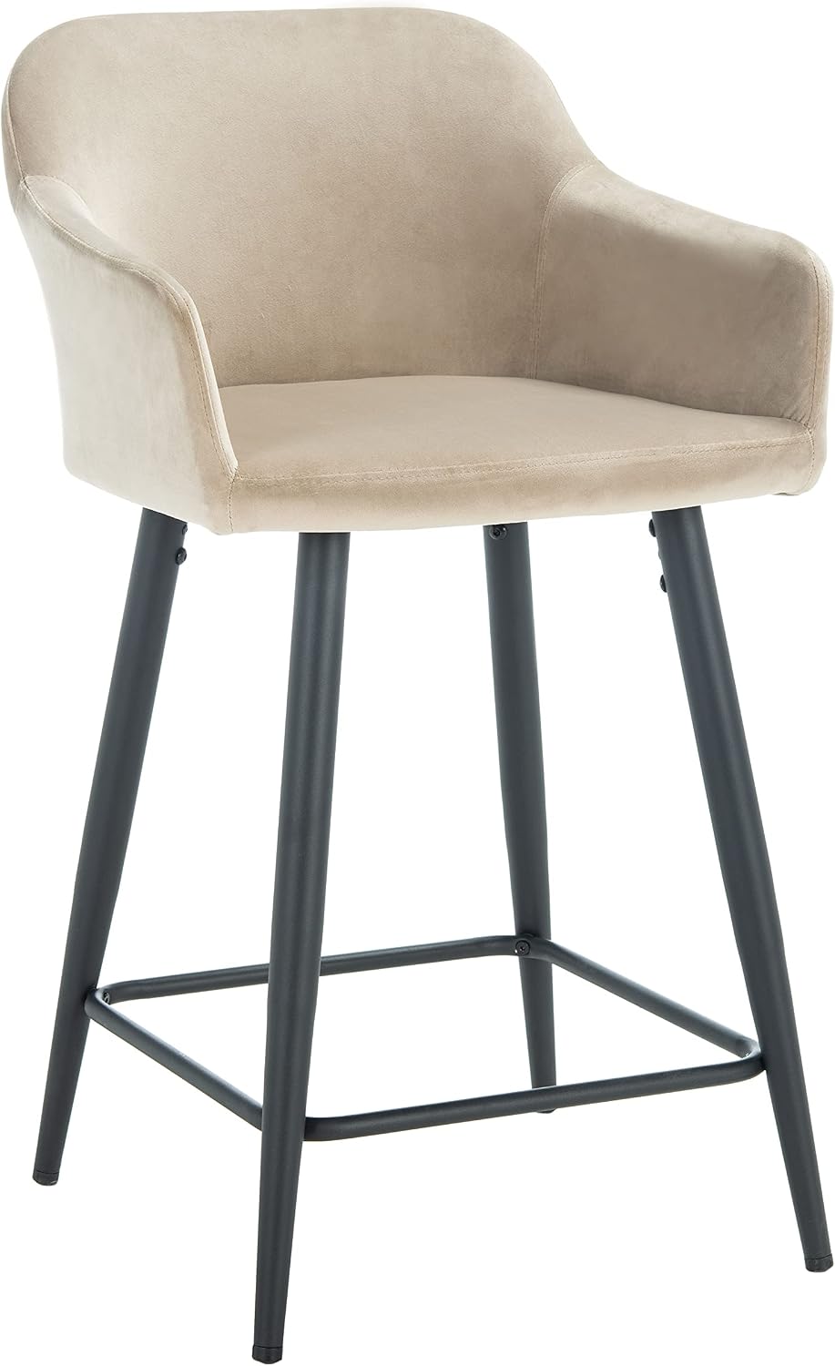 Safavieh Home Collection Cataleya Taupe Velvet/Black 24-inch Kitchen Breakfast Nook Island Dining Pub Counter Stool