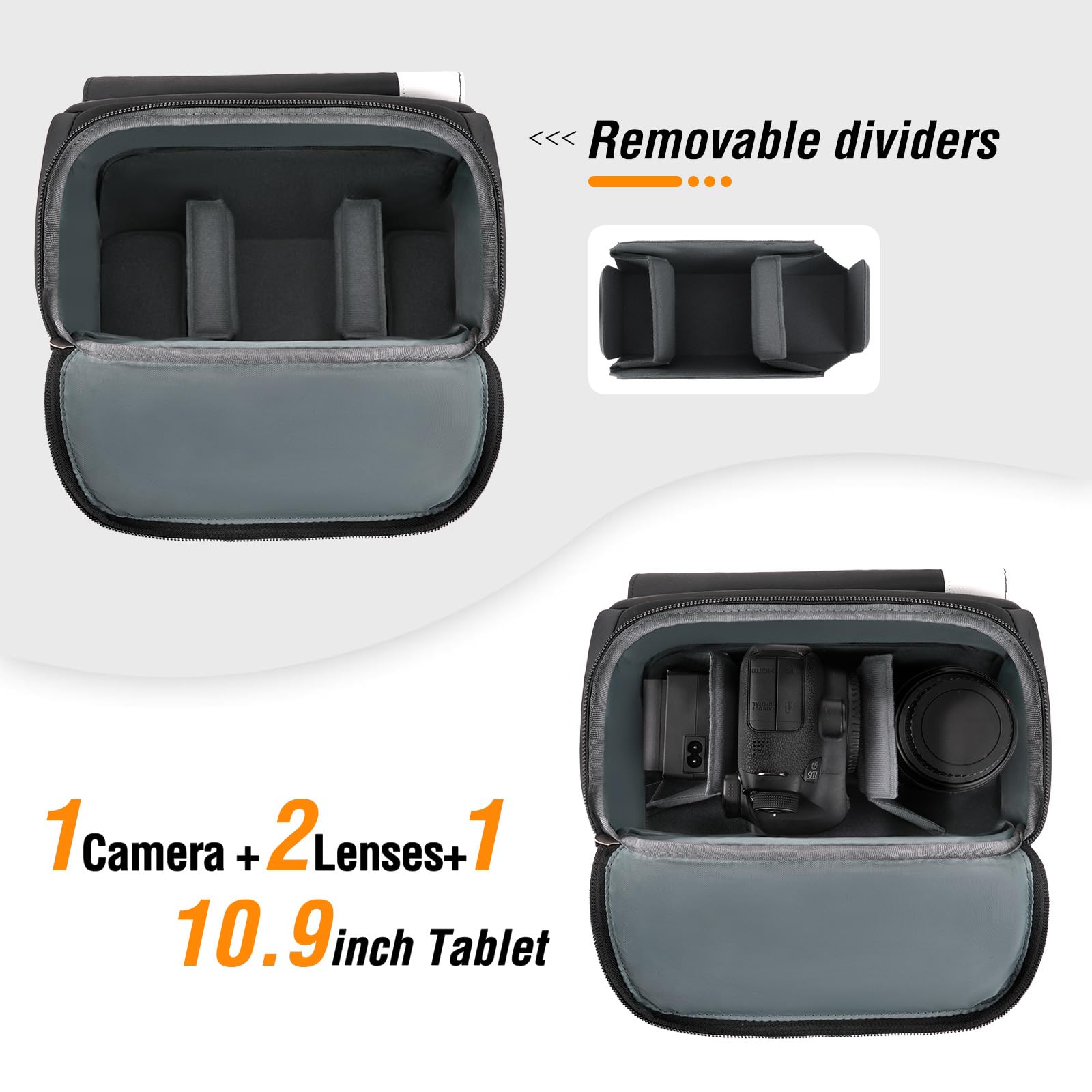 MOSISO Borsa Fotografica Piccola a Tracolla per Fotocamere | DSLR/SLR/Mirrorless, Custodia Imbottita con Tasca Frontale e Parapioggia, Borsa Fotografica per Canon/Nikon/Sony, Nero