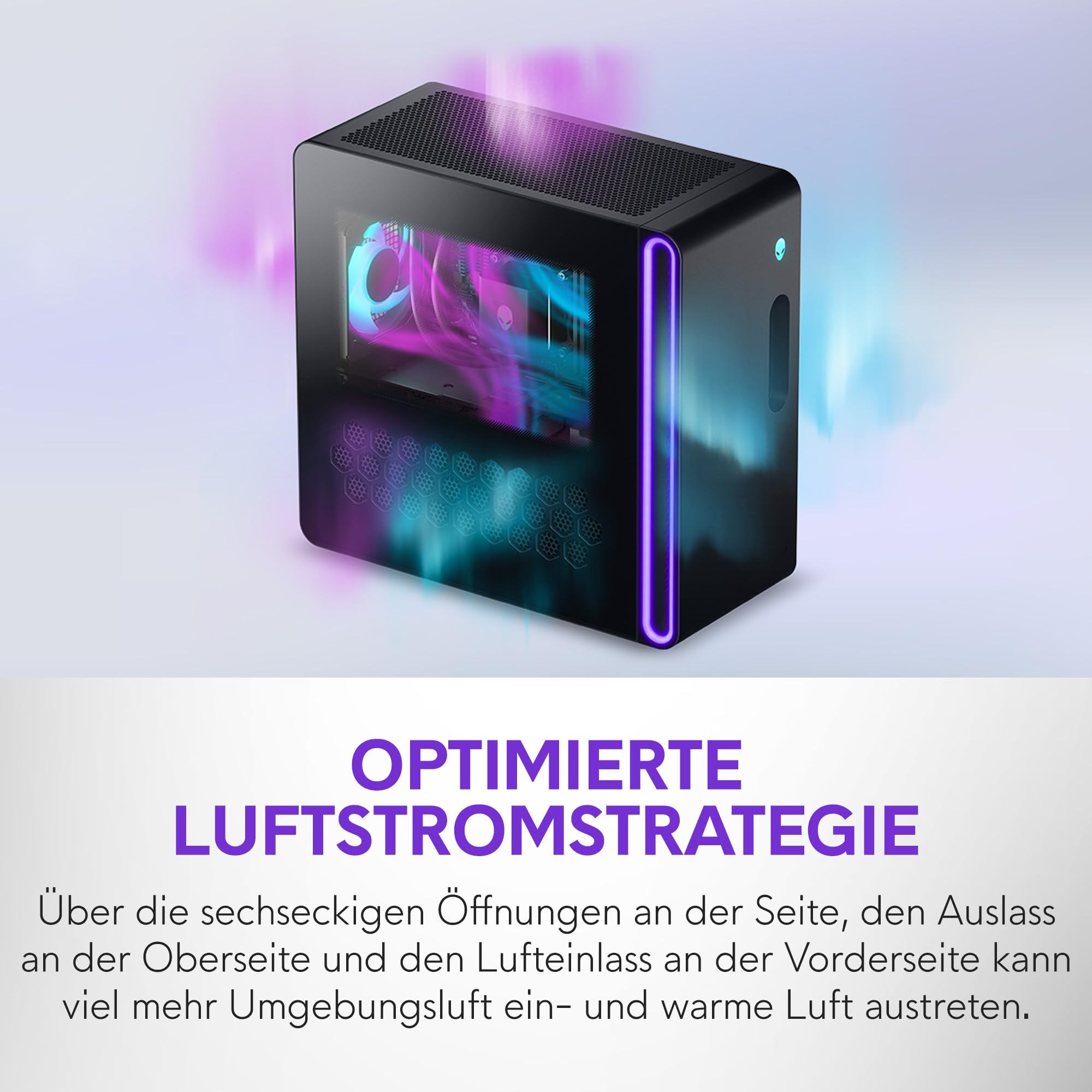 Alienware Aurora Gaming-PC ACT1250 – Intel Core Ultra 7 265KF Series 2, Nvidia GeForce RTX 5070, 32 GB DDR5, 1 TB SSD, Flüssigkühlung, 1000W Netzteil, Windows 11 Home, Seitenscheibe – Schwarz Basalt