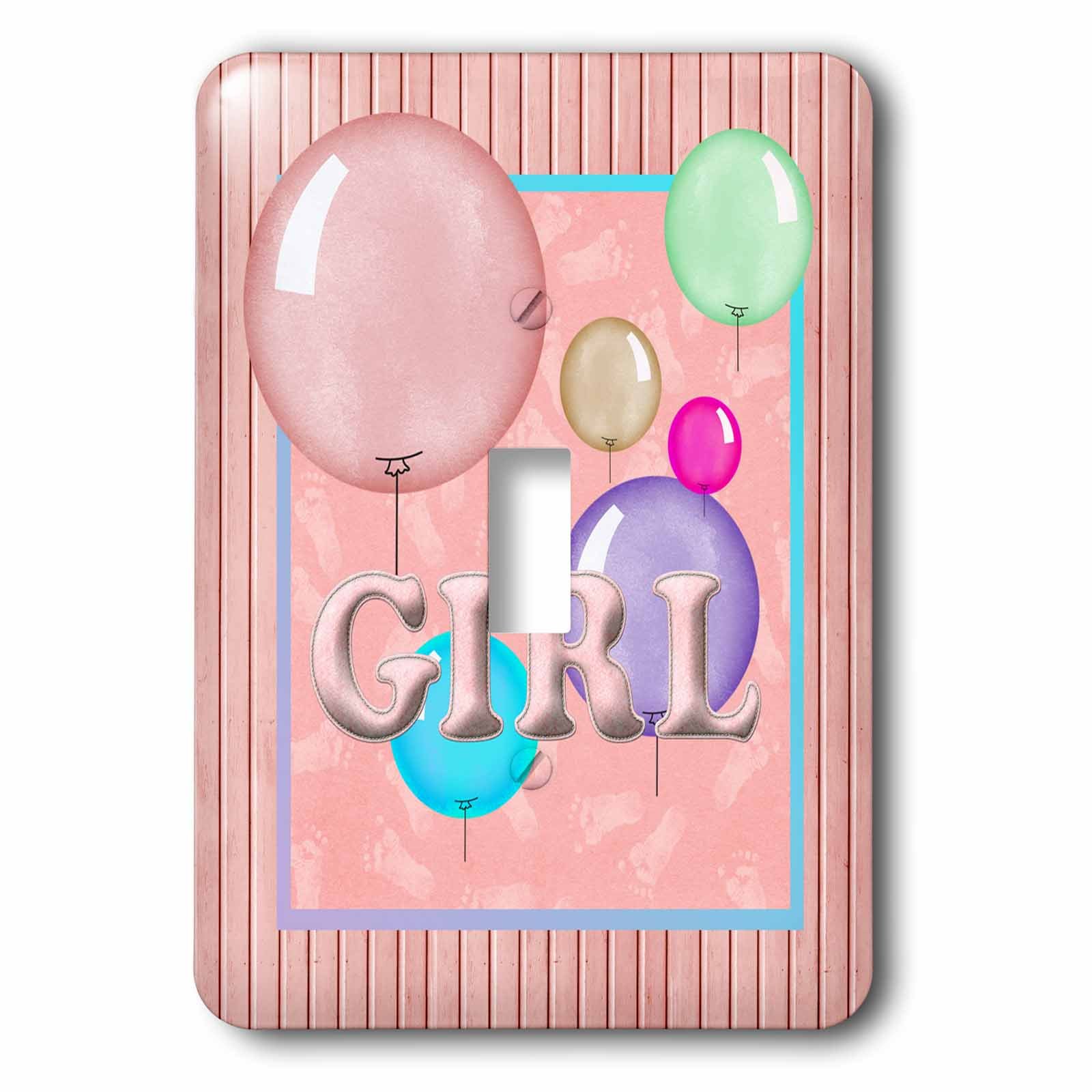 Plaque interrupteur unique Word Girl graphisme haute définition multicolore 3dRose