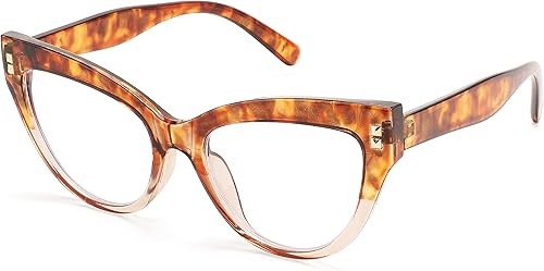 FEISEDY Anteojos de lectura de gran tamaño para mujer, diseño vintage de ojo de gato, bloqueo de luz azul, antifatiga ocular B2991