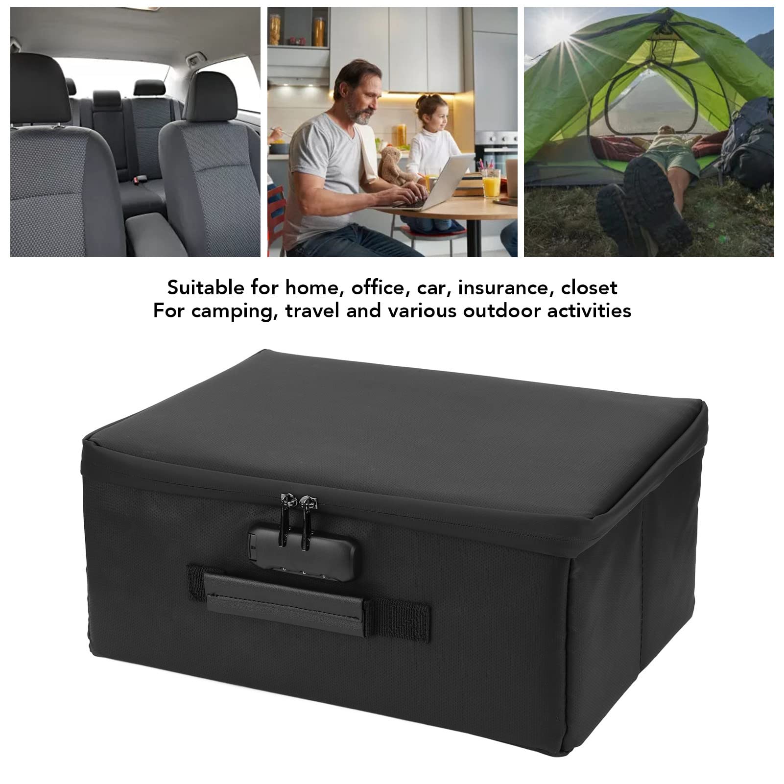 Tyenaza Borsa per Documenti Ignifuga, Scatola per Archiviazione, Scatola per Documenti Ignifuga Portatile Impermeabile Resistente alle Alte Temperature con Serratura per Viaggi in Ufficio
