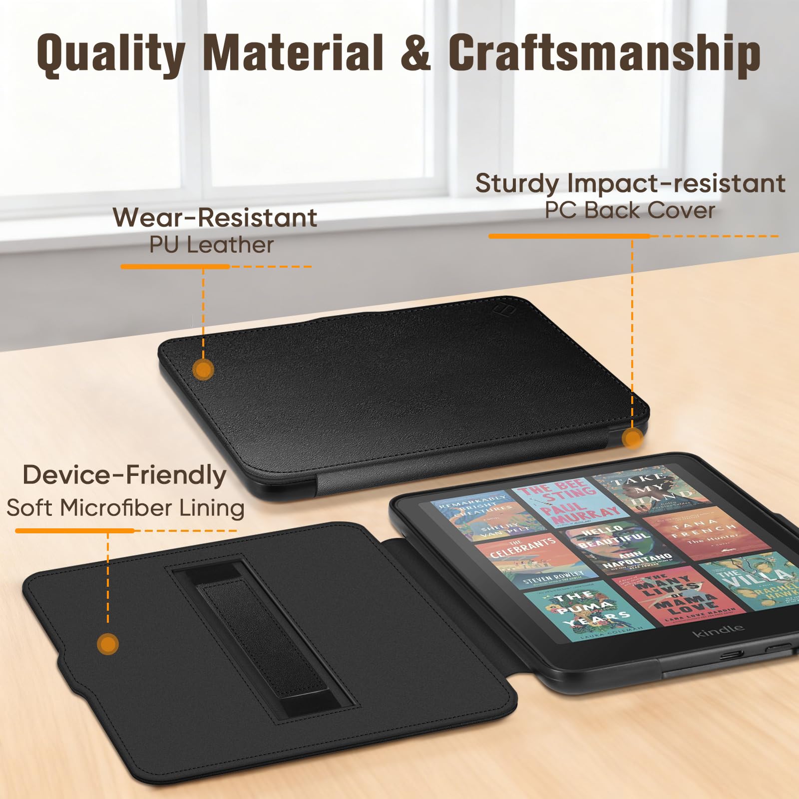 Fintie Etui z paskiem na rękę do Kindle Paperwhite (12. generacji) i Kindle Colorsoft/Paperwhite Signature Edition 2025/2024, lekkie etui z funkcją Auto Sleep/Wake, czarne