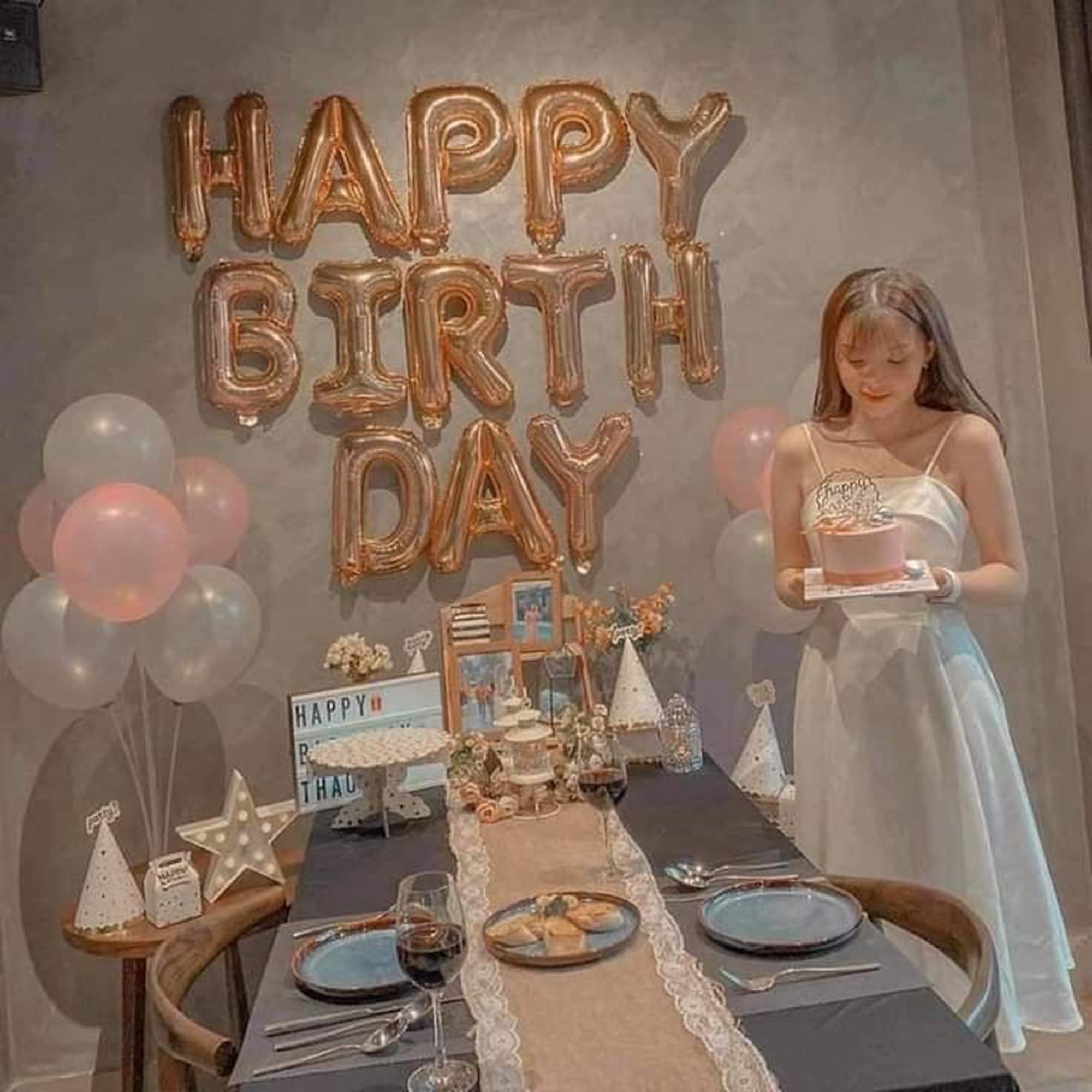 [85 PCS] 16" Gold Letter Number Balloons, Happy Birthday & 2 Sets of A-Z 0-9, Foil Mylar Aluminum Hanging Alphabet for Graduation New Year eve Birthday Party Decorations