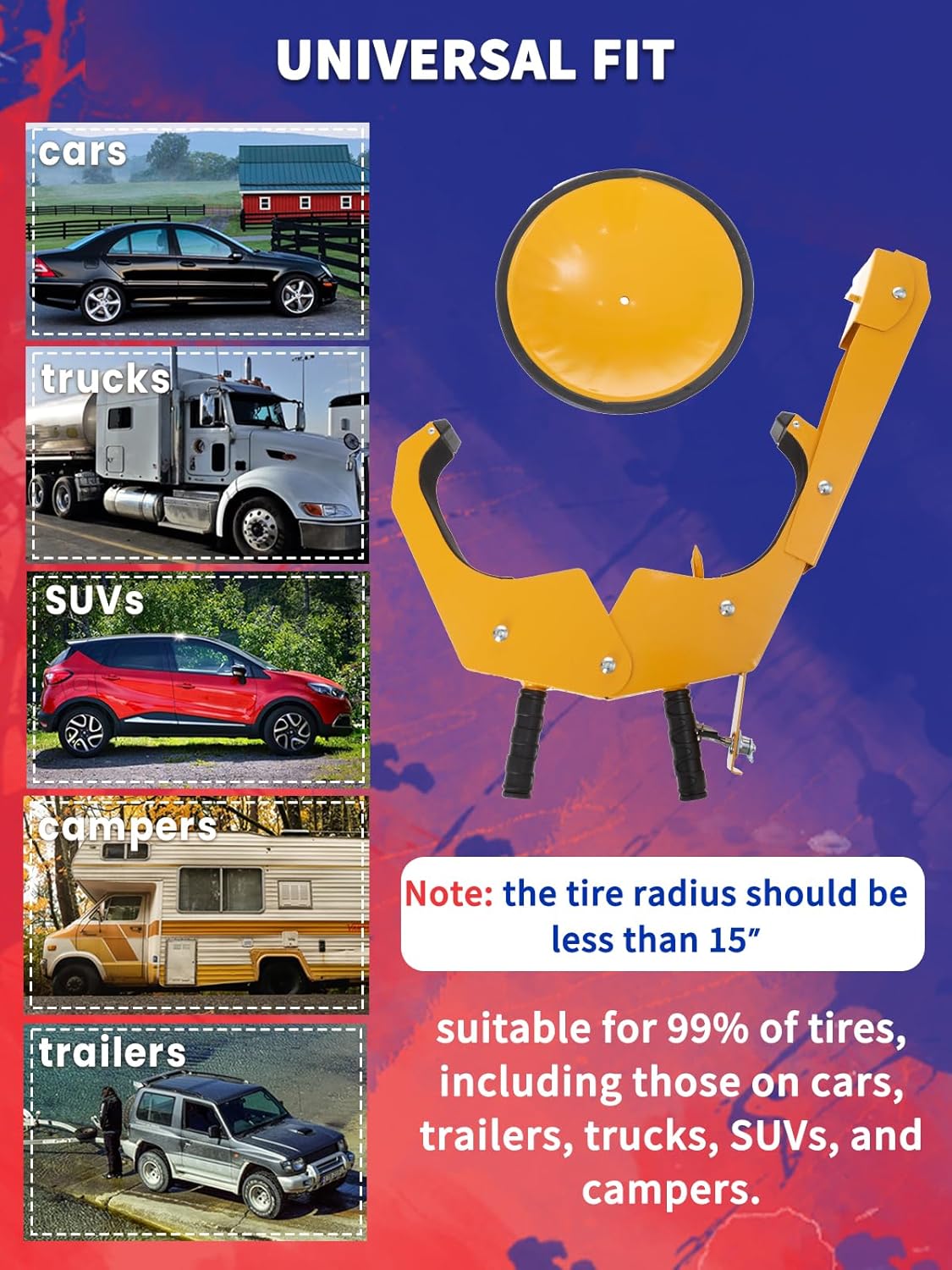 Trailer Wheel Lock 2 Pack Heavy-Duty Adjustable Anti-Theft Trailer Wheel Clamp Locks for Cars, Trucks, SUVs, Camper