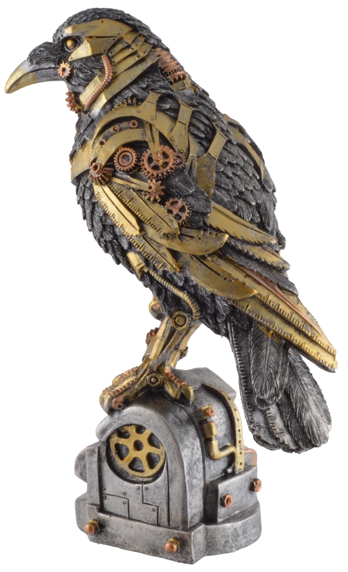 VOGLER Joh. Vogler GmbH Steampunk Steam Raven con varie parti meccaniche, pietra artificiale colorata a mano