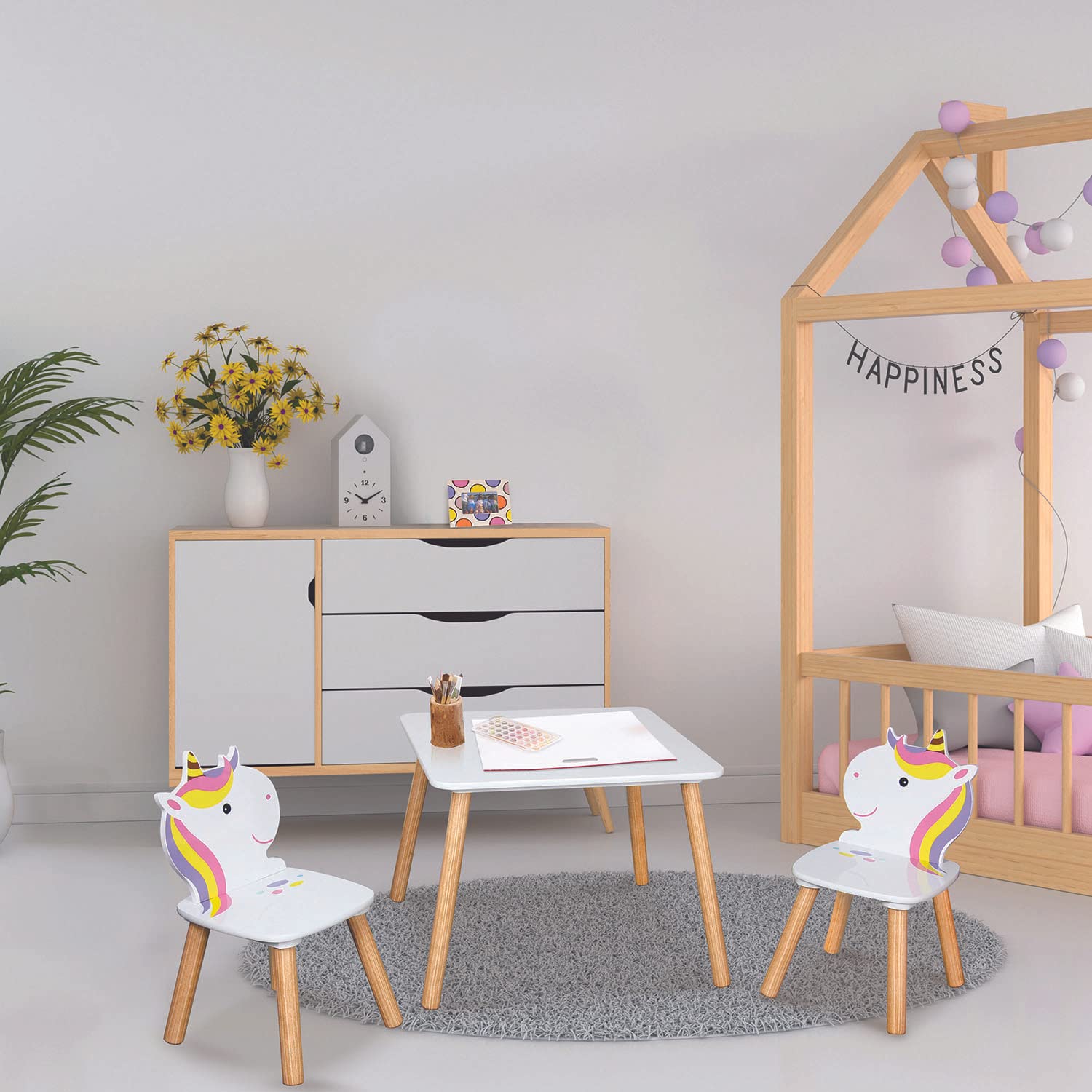 HOME DECO KIDS MESA C/2 SILLAS INF. UNICORNIO