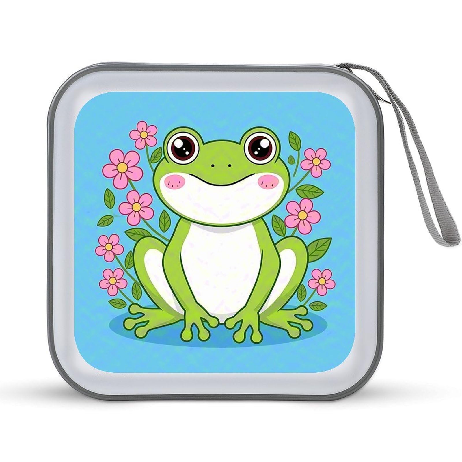 VstaDank Frog CD Case Portable Zipper CD Case 40 Capacity Hard Plastic DVD Cases Holder Large Storage Disc Wallet Bag for Car Home Travel DVD Collection Bag