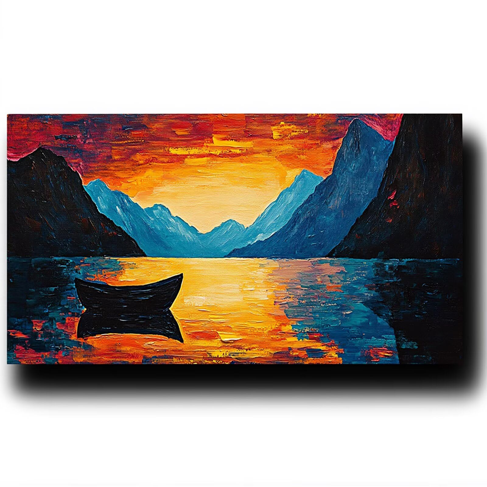DIY Malen nach Zahlen Erwachsene Berg Malen nach Zahlen ab 7 jahre Mädchen Boot Kreativ set für Erwachsene mit Leinwand Acrylfarben set und Pinsel, Bastelset zum Bemalen für Wanddeko 80X160cm 7w-J-4