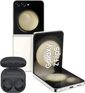 Samsung Galaxy Z Flip5, Unlocked Android Smartphone, 512GB Storage, Cream, 3 Year Extended Warranty with Samsung Galaxy Buds2 Pro Wireless Earphones, Graphite (UK Version)
