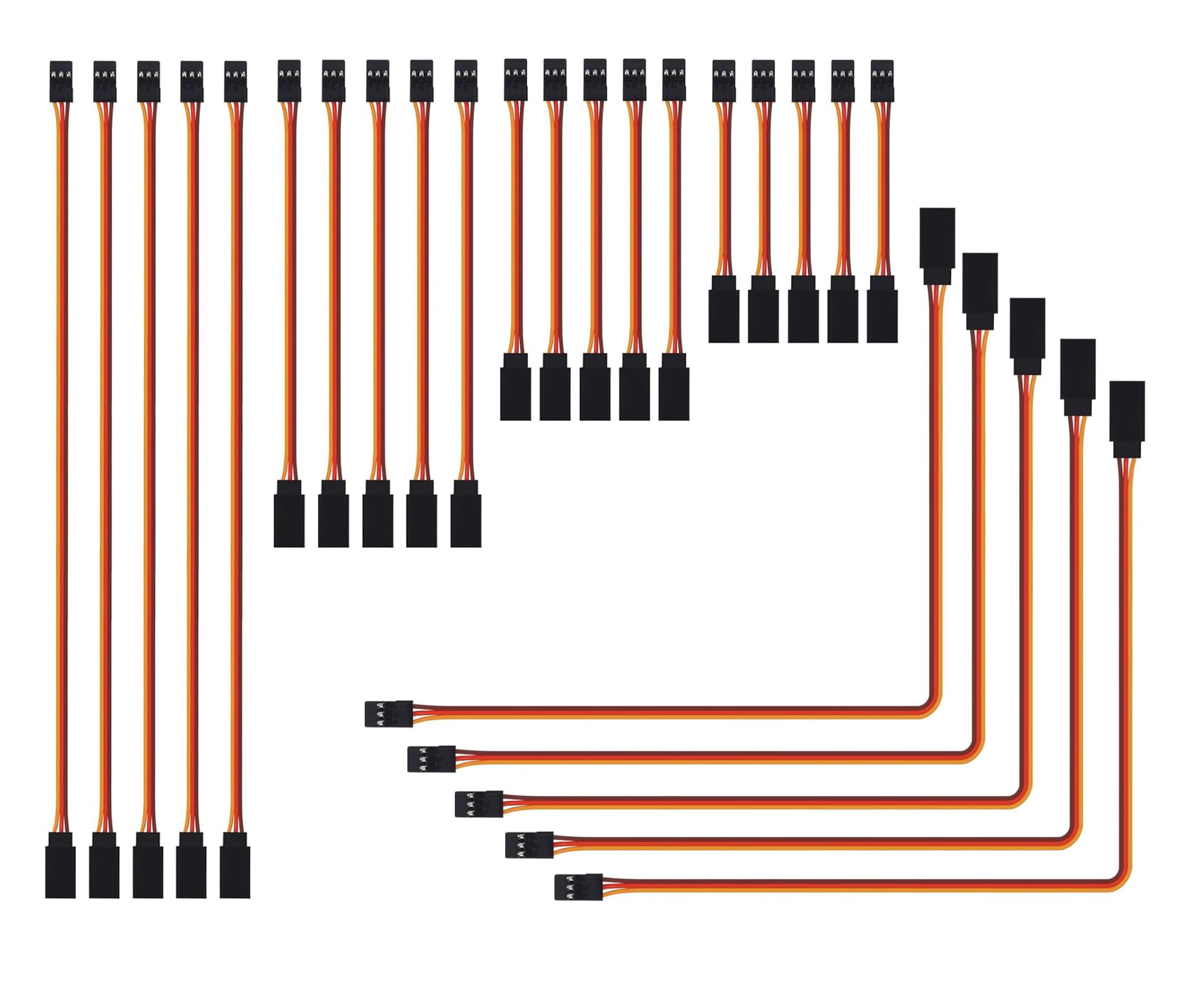 Cable De Extensión Para Servo RC HUAZIZ De 25 Piezas, Macho A Hembra, 5 Longitudes Diferentes (10 A 50 Cm), Para Aviones Y Coches Teledirigidos