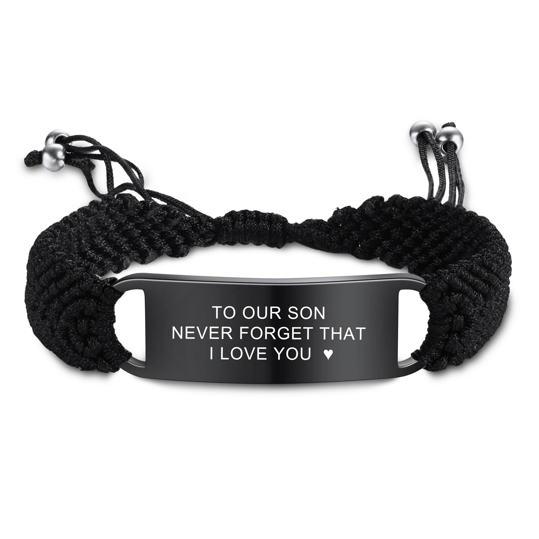 MeMeDIY Pulsera Personalizada para Hombre Pulsera con Foto Pulsera Grabada con Texto de Nombre Pulsera Trenzada Ajustable para Hombre/Marido/Hijo