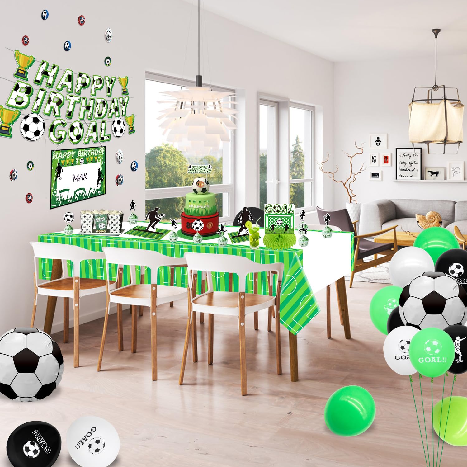 Decorazioni A Tema Calcio Da Tavolo - Set 9 Pezzi, Centrotavola A Nido D'Ape Per Feste - Foto 6