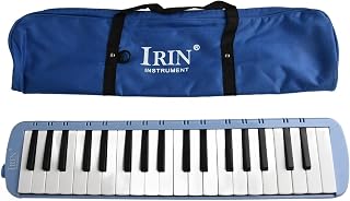 Bulevisiter Bolsa de instrumentos musicales de 37 teclas para niños, estudiantes, melódica colorida de 37 teclas con bolsa de transporte de tubo (azul)