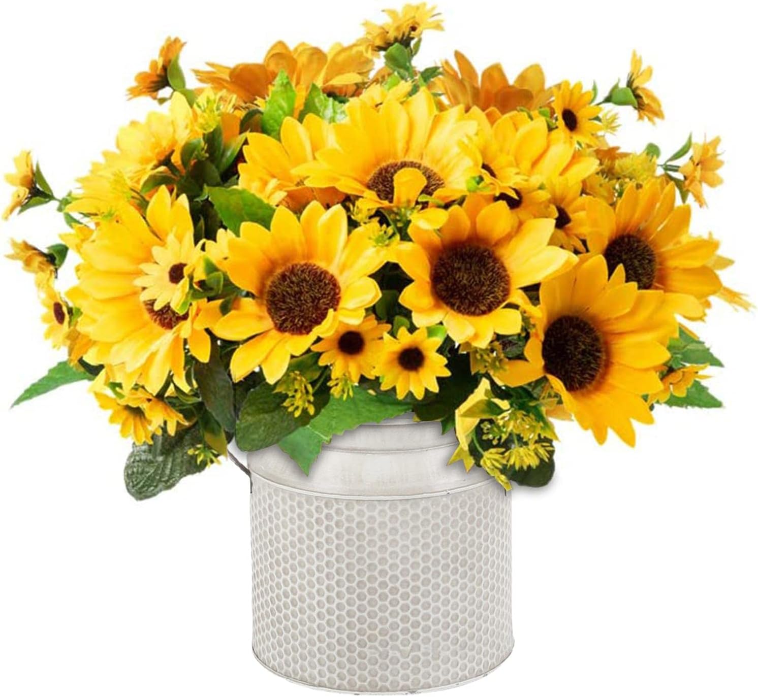 Retro Galvanized Metal Vases,Galvanized Metal Rustic Vase with Handheld