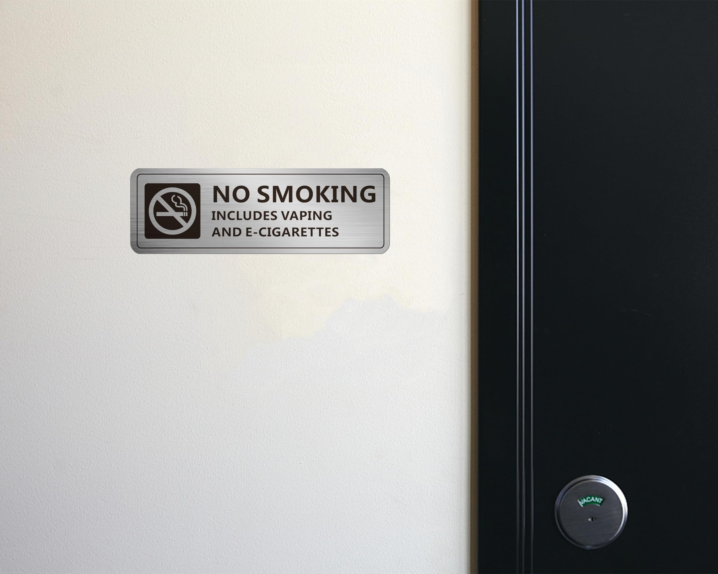Señales de advertencia de no fumar para el hogar y el negocio (paquete de 4) autoadhesivas con texto en inglés "No Vaping", de aluminio libre de óxido, para uso en interiores y exteriores (níquel