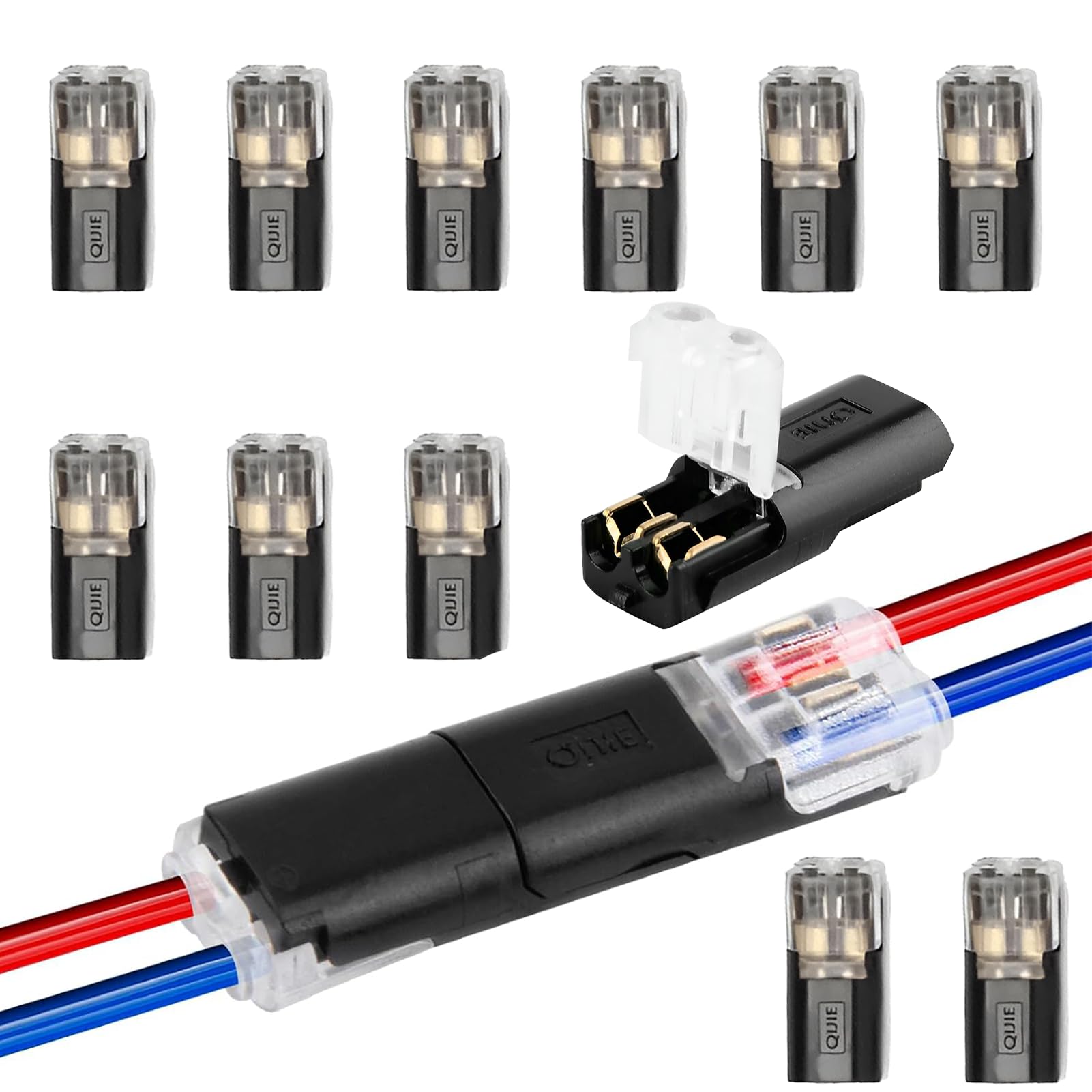 12 pezzi Connettori per cavi impermeabili 12V, connettori a 2 poli, connettori per auto a 2 poli, morsetti a crimpare per cavi auto e camion 18-22 AWG