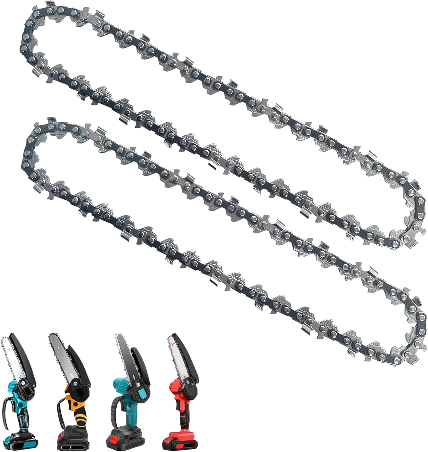 Jujubean 6 Inch Chainsaw Chain, 2Pcs Replacement Chains for