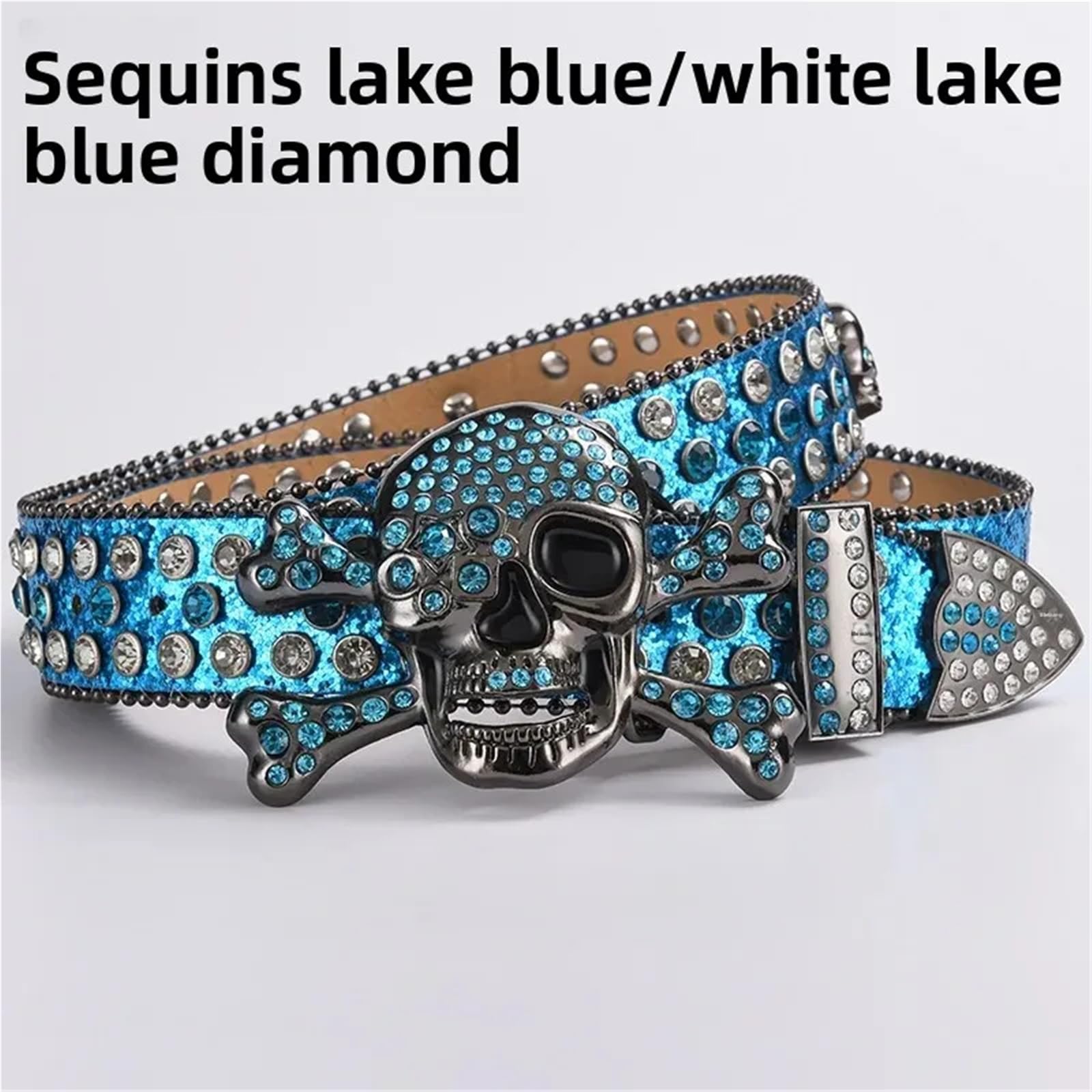 Accessorio da uomo alla moda con strass decorativi hip-hop fibbia for cintura teschio e diamanti stile punk dal continente Per Jeans, Vestiti, Pantaloni