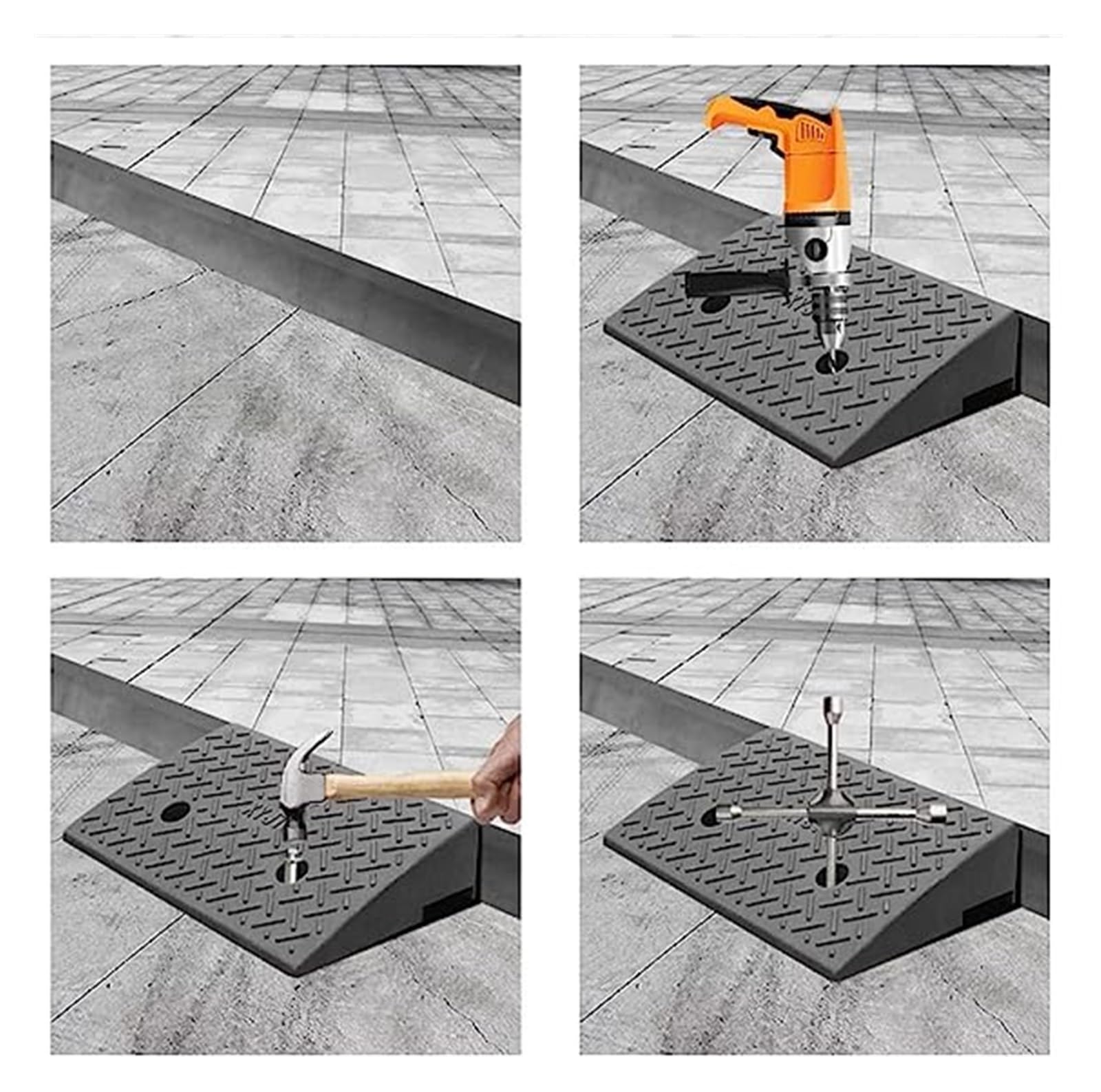 Rampas de umbral para bordillos, escalón de Puerta para Scooter de Movilidad, rampas de umbral para sillas de Ruedas/Scooter de Coche, bordillo de plástico Ligero y portátil, rampa para Cara