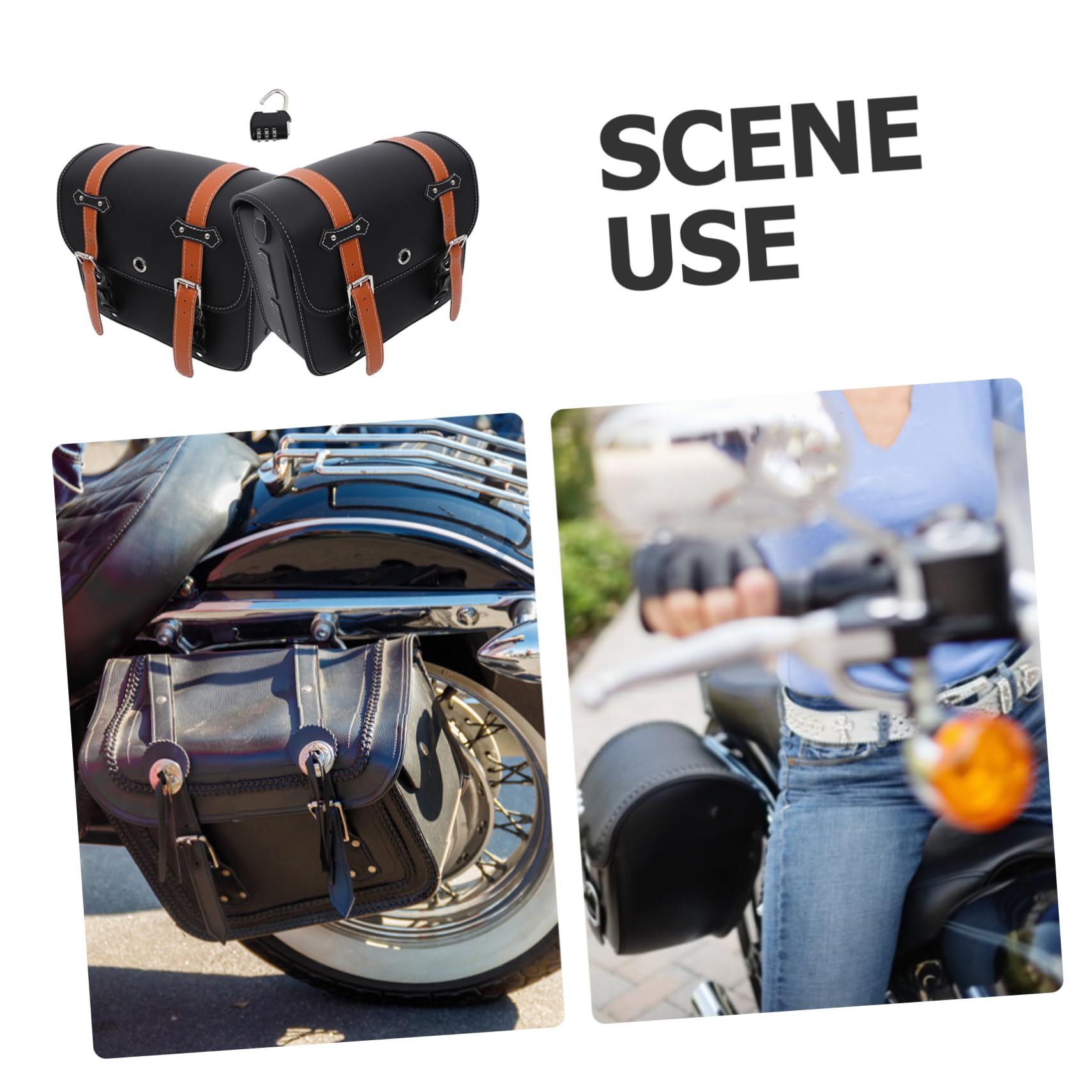 Ciieeo Sacoche de Moto Vintage en Cuir Noir Sacoches Latérales Étanches 2 Pièces Facile à Installer et Retirer pour Rangement Outils Moto